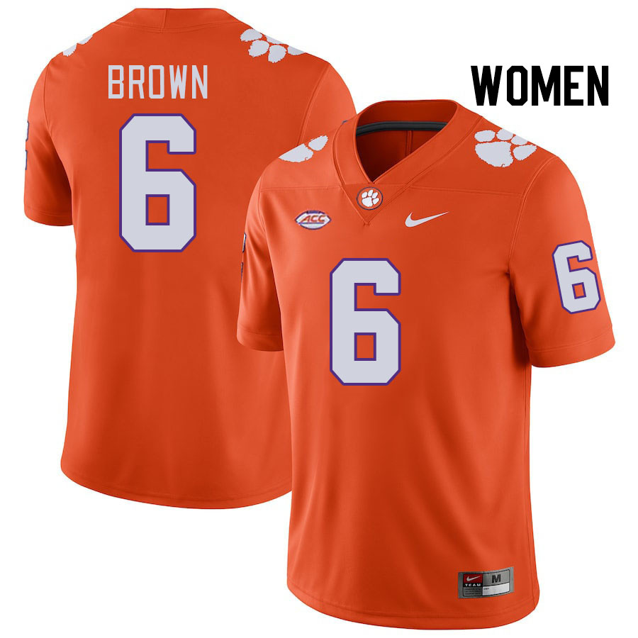 Women #6 Tyler Brown Clemson Tigers College Football Jerseys Stitched Sale-Orange